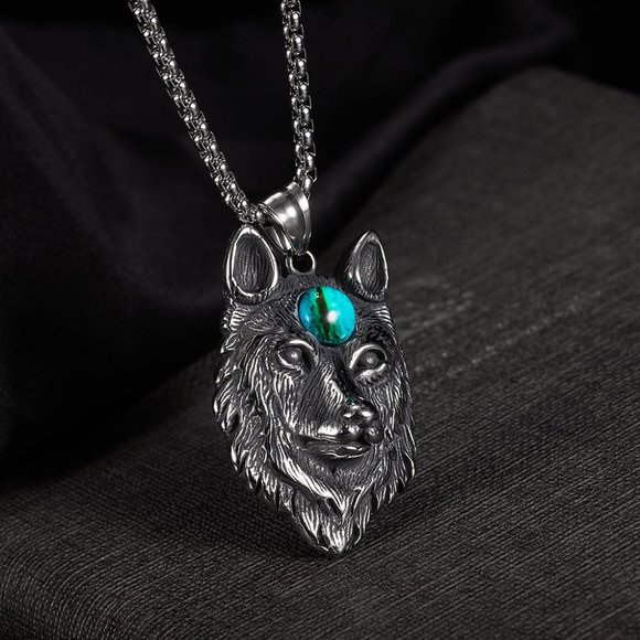 men wolf head necklace - Picture 5 of 6